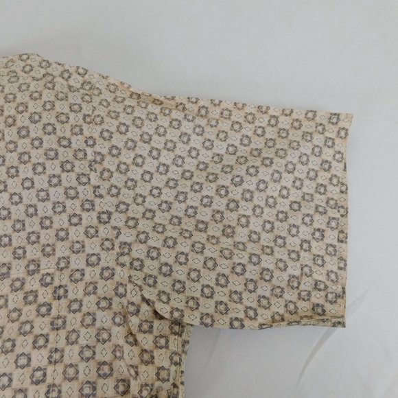 Burma Bibas Shirt Men Size L Beige Short Sleeve Point Collar Casual Button Up - Picture 6 of 10